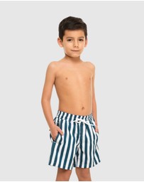 Tolu Australia - Boys Swim Shorts With Navy Blue Stripes
