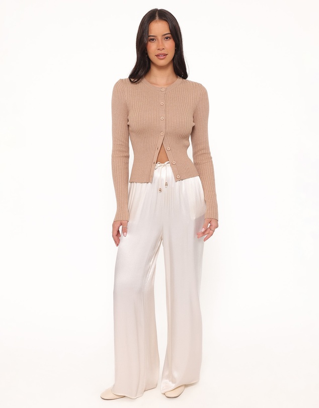 Petal & Pup - Searie Ribbed Cardigan Top - Warm Sand