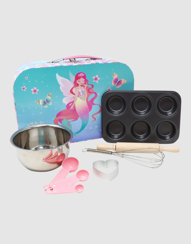 Pink Poppy - Shimmering Mermaid 6 Piece Kids Baking Set & Carry Case
