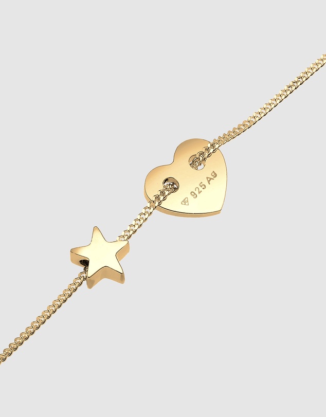 Elli Jewelry - Heart and Stars Filigree Bracelet in Gold-Plated 925 Silver