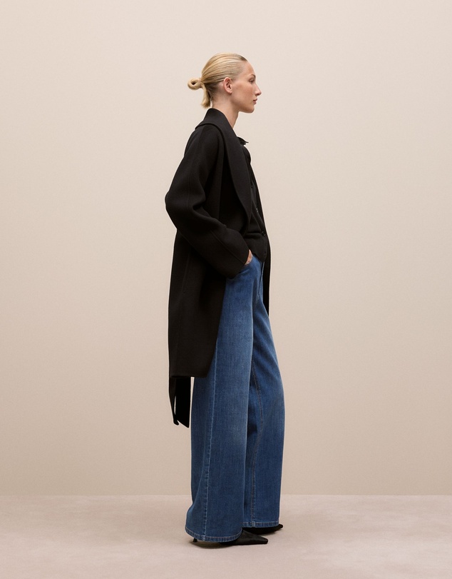 Trenery - Double Faced Wool Wrap Coat in Black