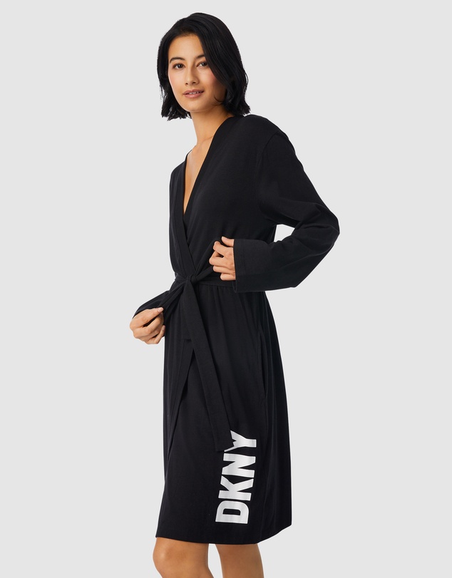 DKNY - Cotton & Viscose Jersey Short Dressing Gown Lounge Robe