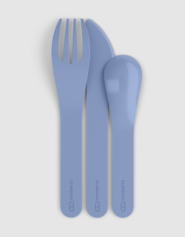 Monbento - Monbento Mb Pocket Plastic Cutlery Set - Colour Blue Infinity