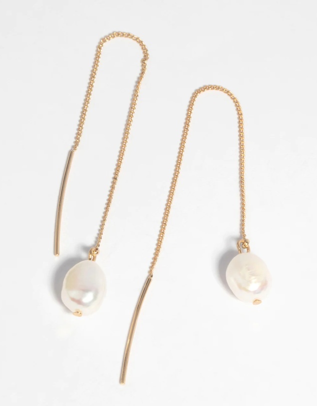 Lovisa - Gold Plated Pearl Thread Through Earrings