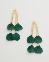 Mossée - Eveline Green Leaf Vintage Earrings