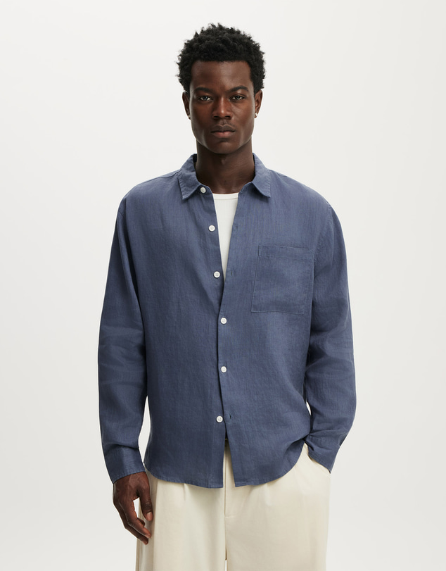 Cotton On - Relaxed Linen Long Sleeve Shirt