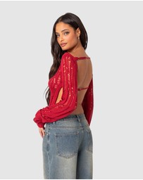 EDIKTED - Rosa Open Back Sheer Knit Top