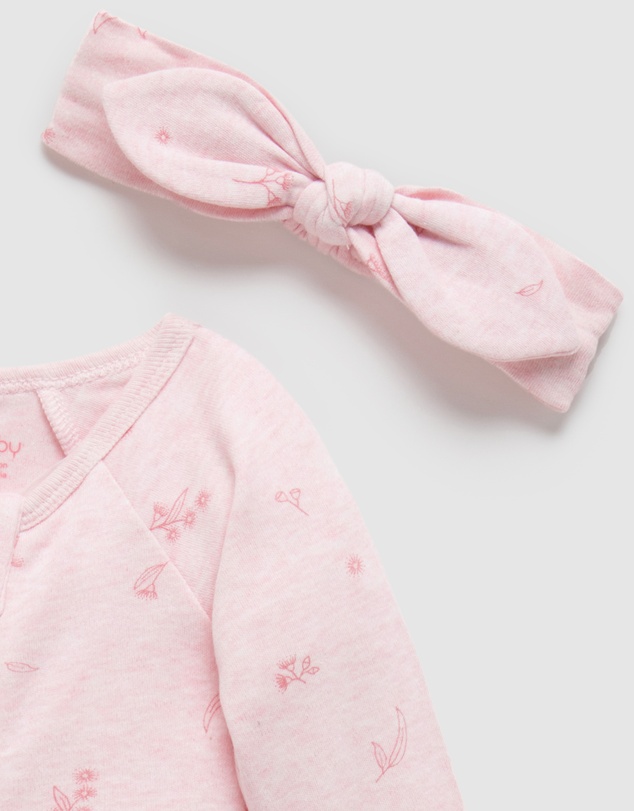 Purebaby - Zip Growsuit & Headband Set-Babies