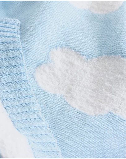 Living Textiles - Pram Knitted Blanket - Cloud Whisper / Blue