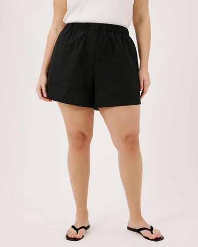 Atmos&Here Curvy - Lana Everyday Linen Shorts With Mock Fly Detail In Eu Flax Linen