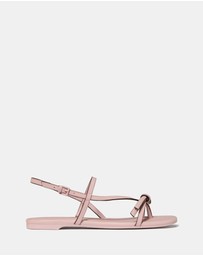 Kate Spade - Loop Crinkled Patent Leather Flat Sandals