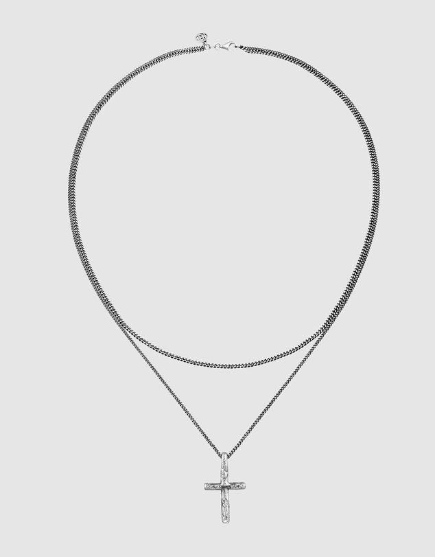 Haze & Glory - ICONIC EXCLUSIVE - Cross Layer Necklace in Oxidised 925 Silver