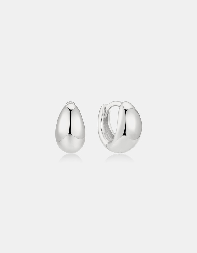 Ania Haie - Silver Organic Dome Pebble Huggie Hoop Earrings
