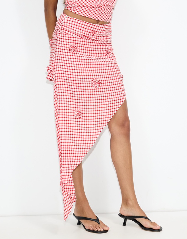 Dazie - Piazza Check Asymmetric Skirt