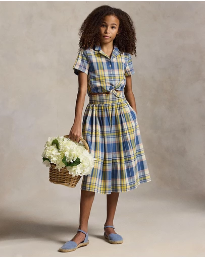 Polo Ralph Lauren - Plaid Cotton Tie-Front Shirt & Skirt - Kids-Teens