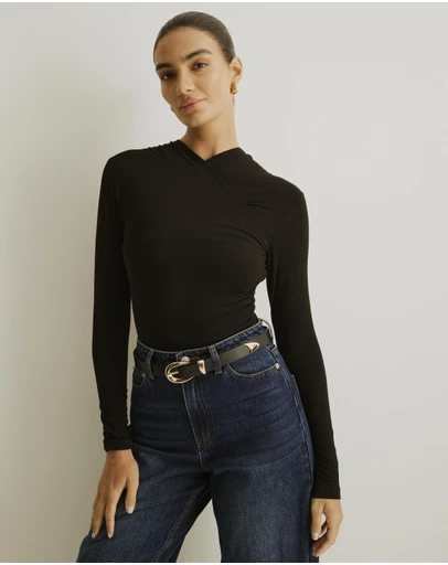 Atmos&Here - Cross Front Long Sleeve Top