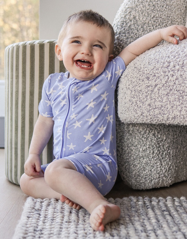 Kynd Baby - Essential Short Sleeve Onesie in Star Fish Blue
