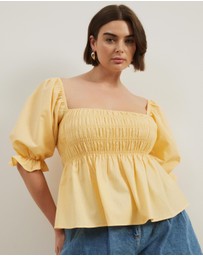 Atmos&Here Curvy - Elara Square Neck Peplum Blouse