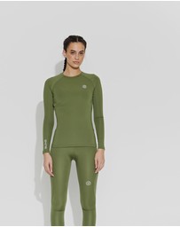 SKINS - SKINS Compression Women's Series-2 Gym Clothing Long Sleeve Top Khaki