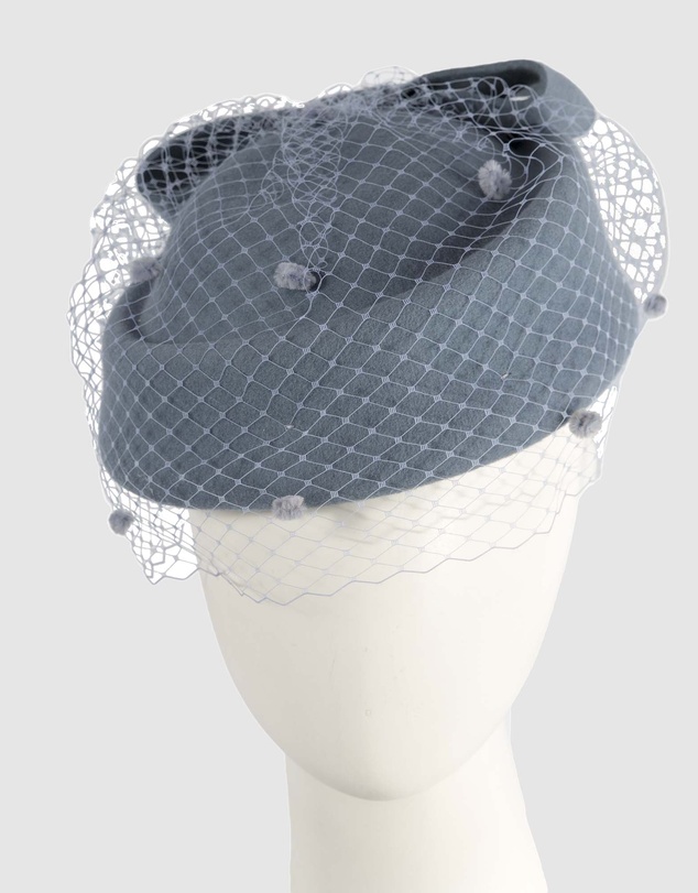 Max Alexander - Felt Blue Pillbox Hat With Veil