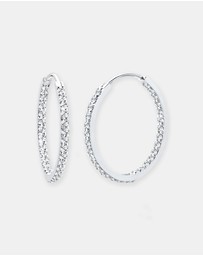 Elli Jewelry - Earrings 925 Sterling Silver Glamor Hoop Crystals