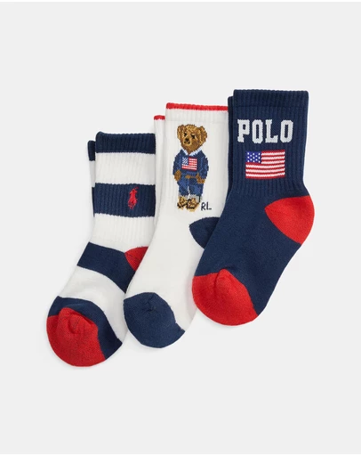 Polo Ralph Lauren - Polo Bear Crew Sock 3-Pack - Kids