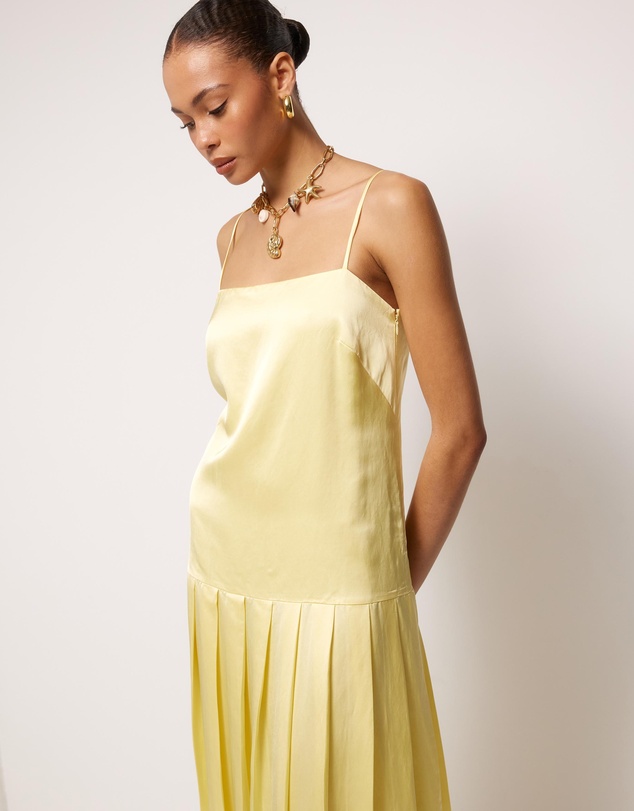 AERE - Esti Pleated Hem Midi Dress