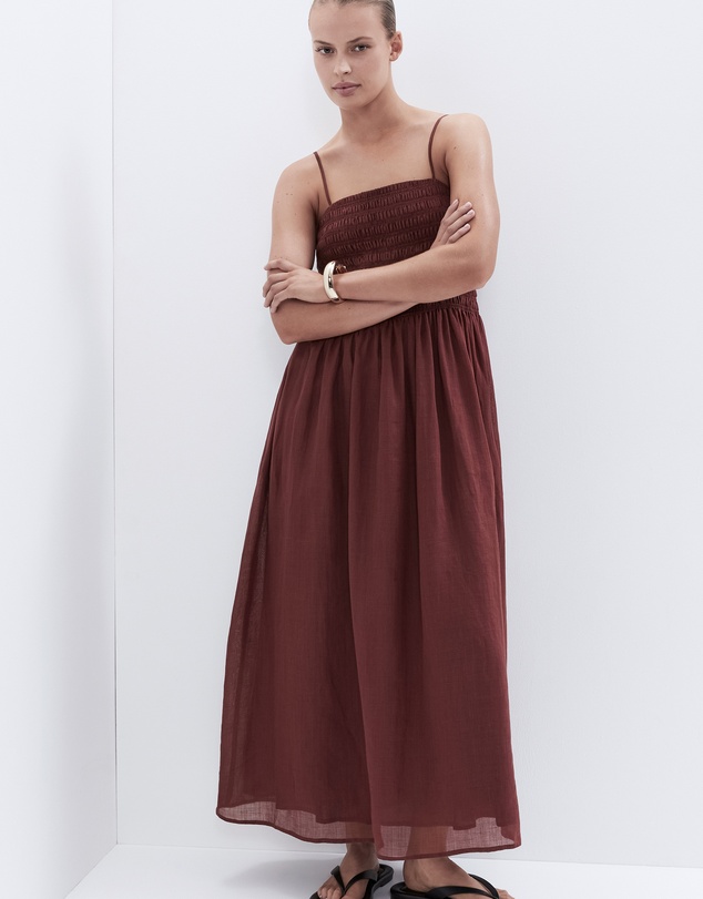 UNISON - Ramie Shirred Dress