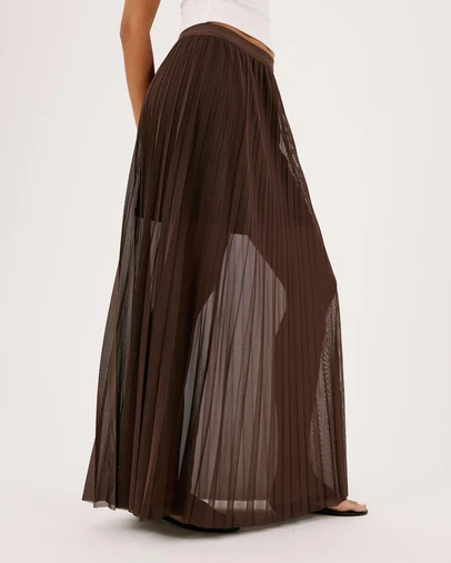 Atmos&Here - Bella Pleated Mesh Maxi Skirt