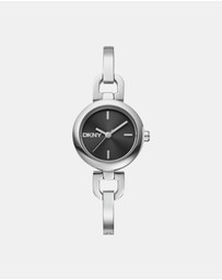 DKNY - Half Bangle Silver 26mm Black Dial Womens Watch