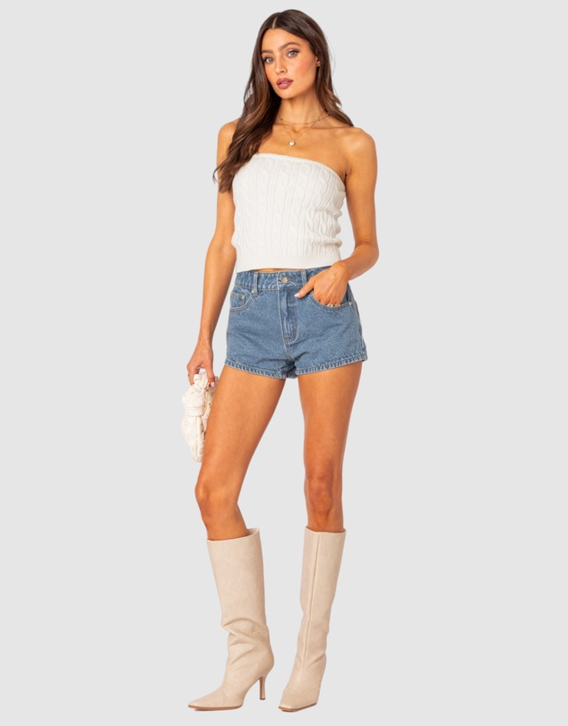 EDIKTED - North cable knit strapless top