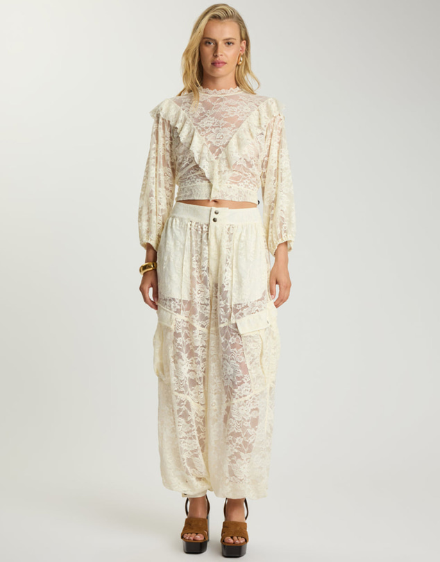 ONE TEASPOON - Savage Romance Utility Lace Pants - Vintage White