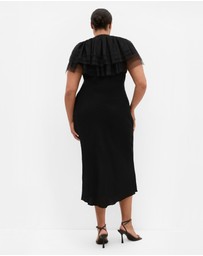 City Chic - Plus size Ruffle Mesh Shrug - black
