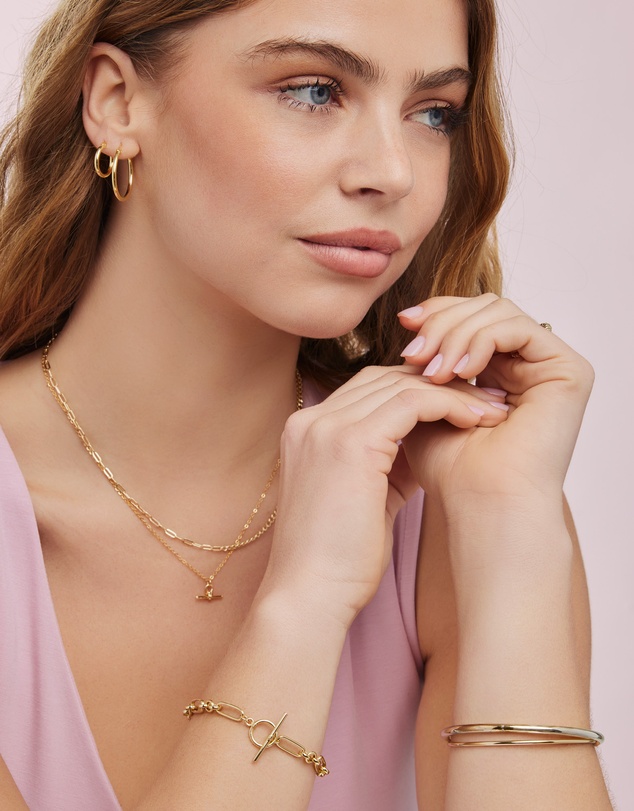 Zoe Olivia - 14K Gold Vermeil Alternate Link T-Bar Bracelet