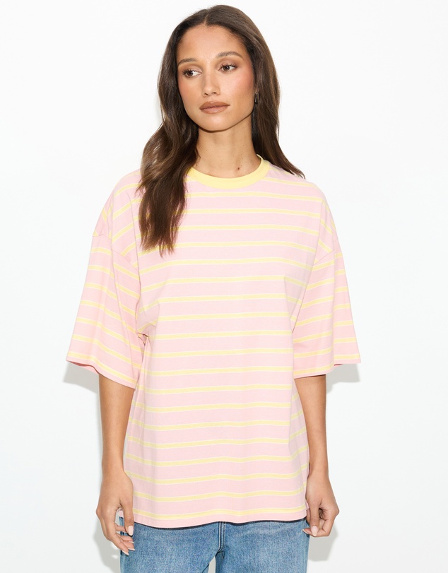 Dazie - Nostalgia Stripe Oversized Boyfriend Tee