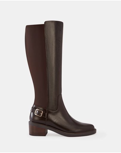 Mocha Brown Nappa and Stretch Neoprene