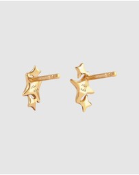 Elli Jewelry - Earrings Stud Crystal Star 925 Sterling Silver Gold-Plated
