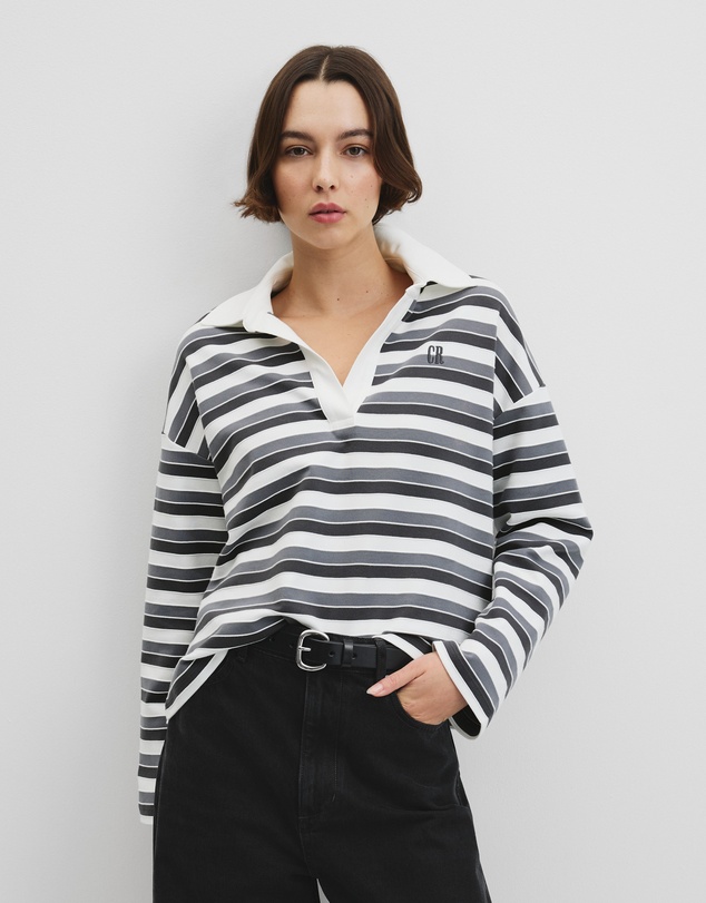 Country Road - Australian Grown Cotton Stripe Texture Rugby Sweat