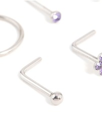 Lovisa - Surgical Steel Cubic Zirconia Flower Nose Piercing 6-Pack
