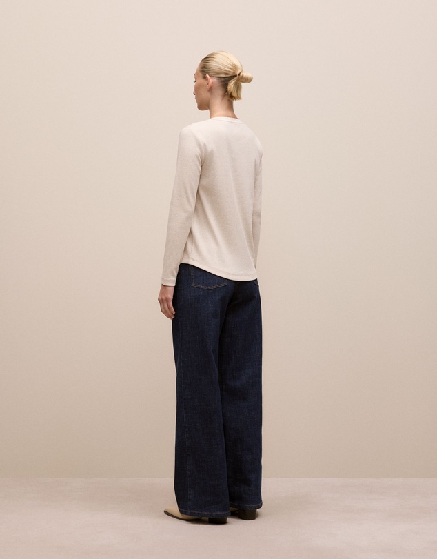 Trenery - Cotton Marle Henley in Oat Marle