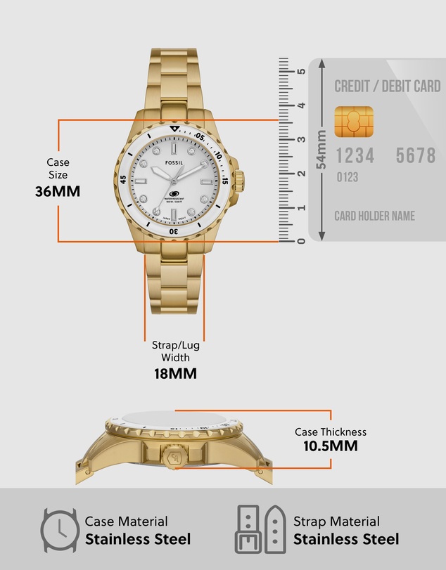 Fossil - Fossil Blue Dive Gold Analogue Watch