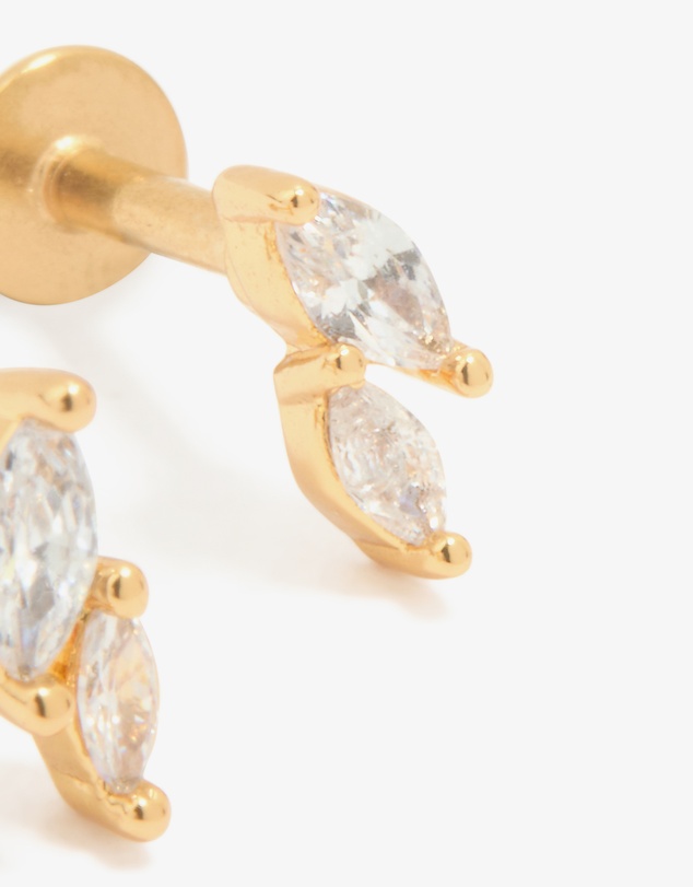 Lovisa - Gold Plated Titanium Cubic Zirconia Leaf Flat Back Studs