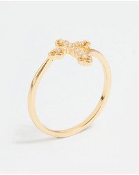 Lovisa - Gold Plated Cubic Zirconia Cross Ring