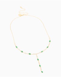 Lovisa - Gold Plated Emerald Cubic Zirconia Y-Necklace