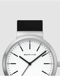 Bering - Bering Gents 41mm White Dial Black Silicon Strap Watch