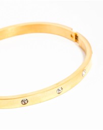 Lovisa - Waterproof Gold Plated Stainless Steel Diamante Hinged Bangle