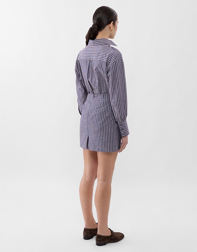 Farage - Chambray Stripe Mini Skirt