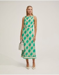 Oxford - Carrie Linen Blend Printed Dress