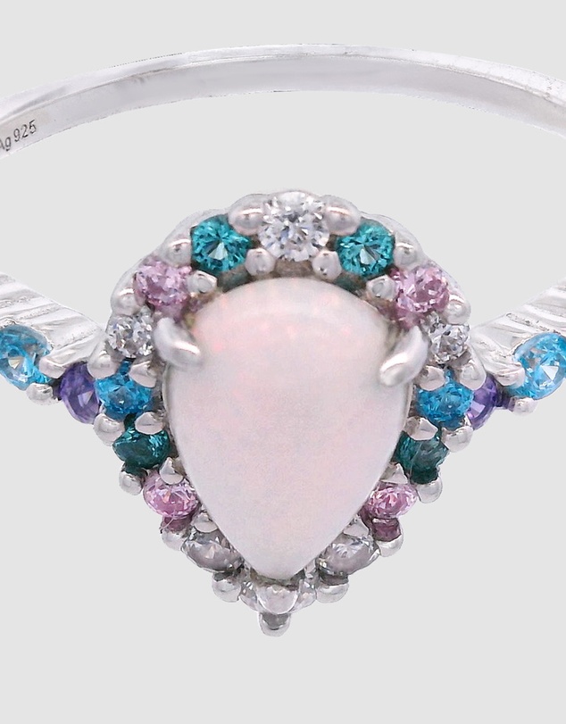 Georgini - GEORGINI WISTERIA CREATED OPAL FLORIBUNDA RING SILVER