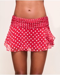 Guizio - Crinkled Dot Chiffon Slit Mini Skirt